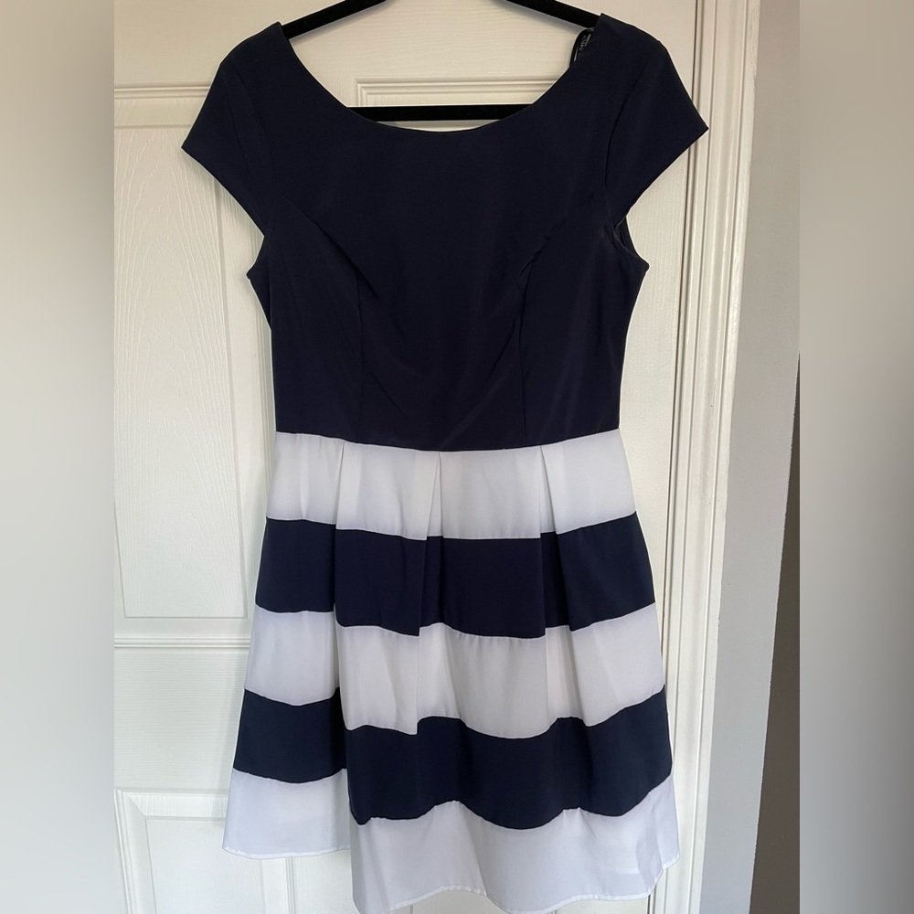 B Darlin navy blue and white striped dress